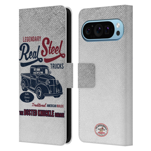 Busted Knuckle Garage Graphics Real Steel Leather Book Wallet Case Cover For Google Pixel 9 / Pixel 9 Pro