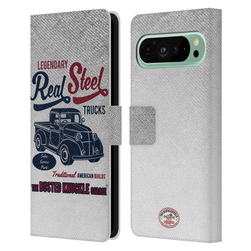 Busted Knuckle Garage Graphics Real Steel Leather Book Wallet Case Cover For Google Pixel 9 Pro XL