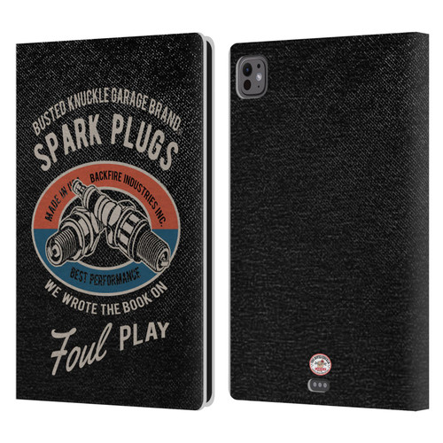 Busted Knuckle Garage Graphics Spark Plugs Leather Book Wallet Case Cover For Apple iPad Pro 11 M4 2024