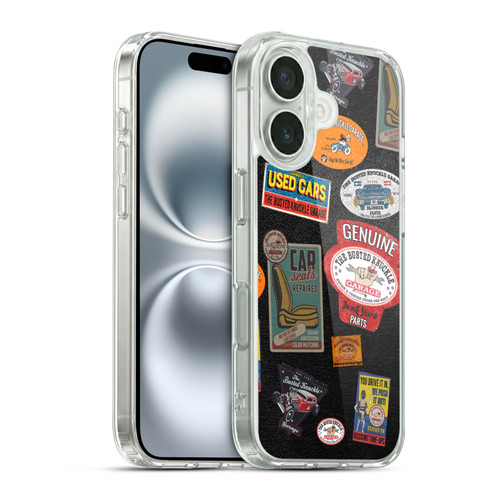 Busted Knuckle Garage Graphics Patches Soft Gel Case for Apple iPhone 16 & MagSafe