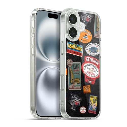 Busted Knuckle Garage Graphics Patches Soft Gel Case for Apple iPhone 16 Plus & MagSafe