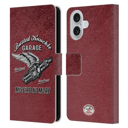 Busted Knuckle Garage Graphics Misfire Leather Book Wallet Case Cover For Apple iPhone 16