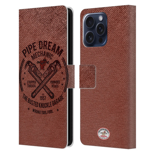 Busted Knuckle Garage Graphics Pipe Dream Leather Book Wallet Case Cover For Apple iPhone 16 Pro Max