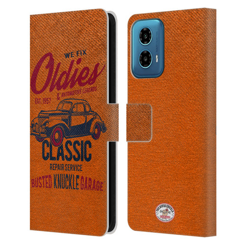 Busted Knuckle Garage Graphics Classic Leather Book Wallet Case Cover For Motorola Moto G34 5G