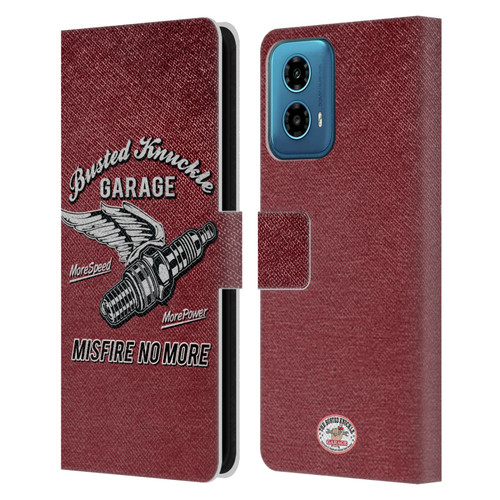 Busted Knuckle Garage Graphics Misfire Leather Book Wallet Case Cover For Motorola Moto G34 5G