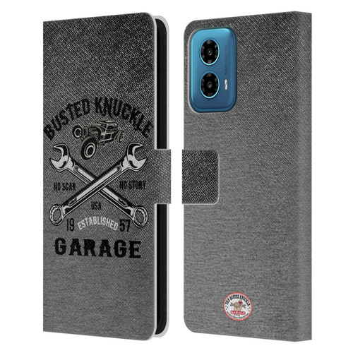Busted Knuckle Garage Graphics No Scar Leather Book Wallet Case Cover For Motorola Moto G34 5G