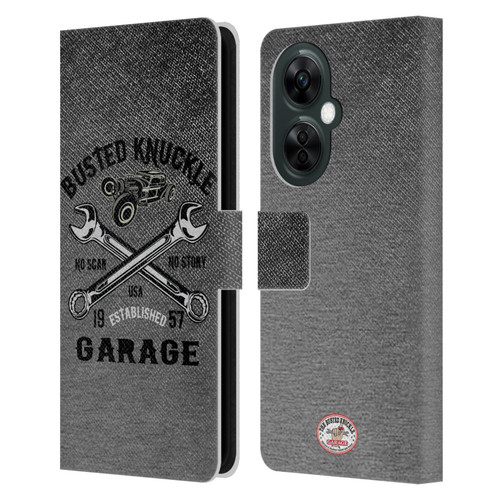 Busted Knuckle Garage Graphics No Scar Leather Book Wallet Case Cover For OnePlus Nord CE 3 Lite 5G