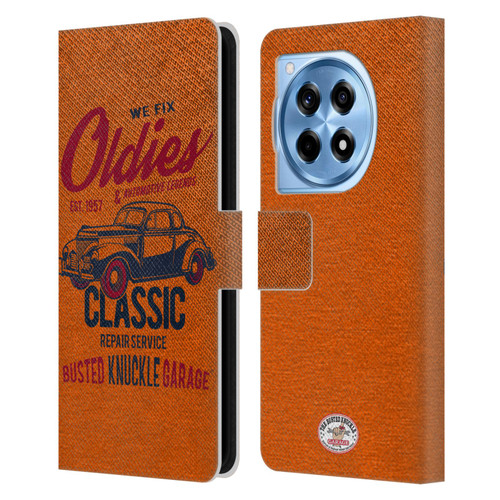 Busted Knuckle Garage Graphics Classic Leather Book Wallet Case Cover For OnePlus 12R
