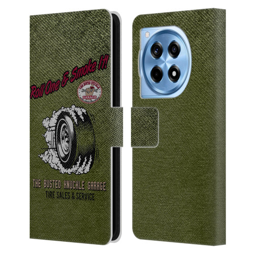 Busted Knuckle Garage Graphics Tire Leather Book Wallet Case Cover For OnePlus 12R
