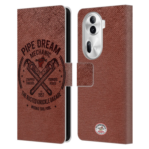 Busted Knuckle Garage Graphics Pipe Dream Leather Book Wallet Case Cover For OPPO Reno11