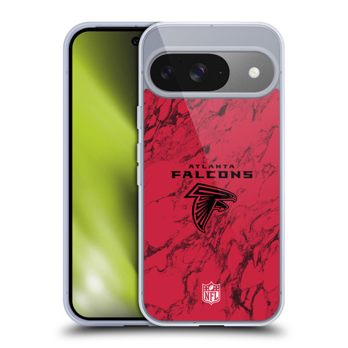 NFL Atlanta Falcons Graphics Coloured Marble Soft Gel Case for Google Pixel 9 / Pixel 9 Pro