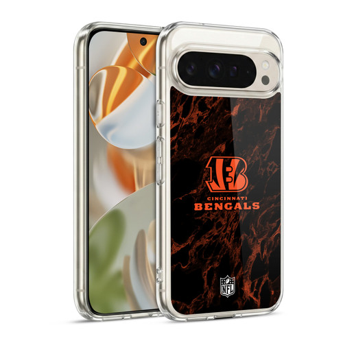 NFL Cincinnati Bengals Graphics Coloured Marble Soft Gel Case for Google Pixel 9 / Pixel 9 Pro