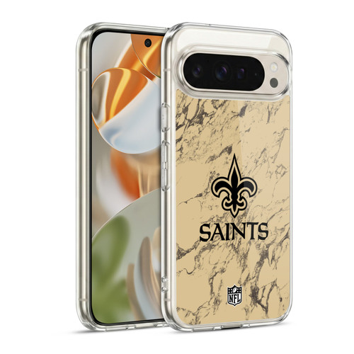 NFL New Orleans Saints Graphics Coloured Marble Soft Gel Case for Google Pixel 9 / Pixel 9 Pro