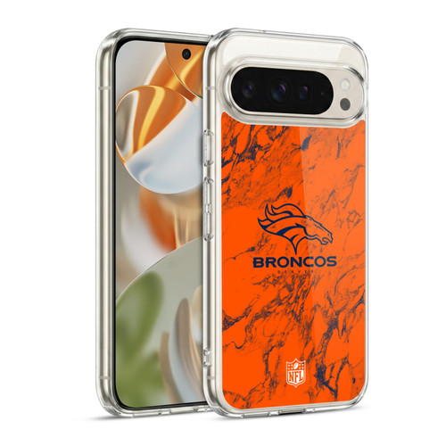 NFL Denver Broncos Graphics Coloured Marble Soft Gel Case for Google Pixel 9 / Pixel 9 Pro