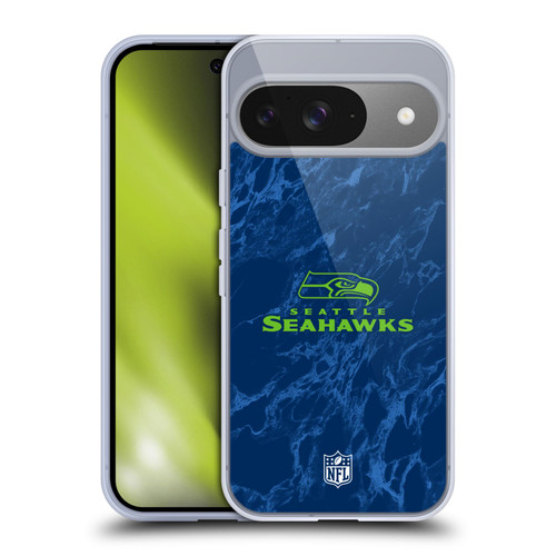 NFL Seattle Seahawks Graphics Coloured Marble Soft Gel Case for Google Pixel 9 / Pixel 9 Pro