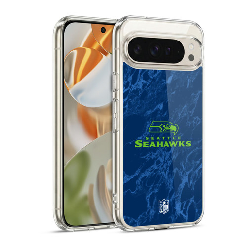 NFL Seattle Seahawks Graphics Coloured Marble Soft Gel Case for Google Pixel 9 / Pixel 9 Pro