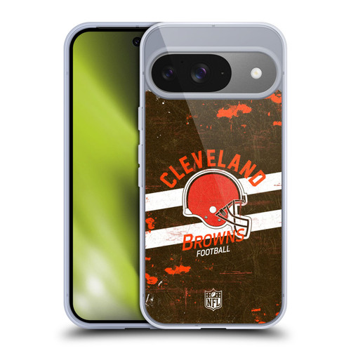 NFL Cleveland Browns Logo Art Helmet Distressed Soft Gel Case for Google Pixel 9 / Pixel 9 Pro