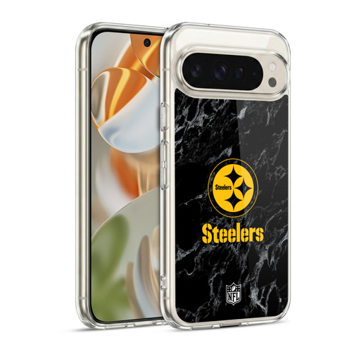NFL Pittsburgh Steelers Graphics Coloured Marble Soft Gel Case for Google Pixel 9 / Pixel 9 Pro