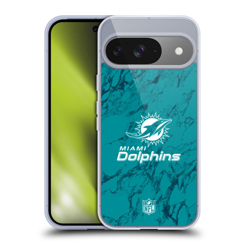 NFL Miami Dolphins Graphics Coloured Marble Soft Gel Case for Google Pixel 9 / Pixel 9 Pro
