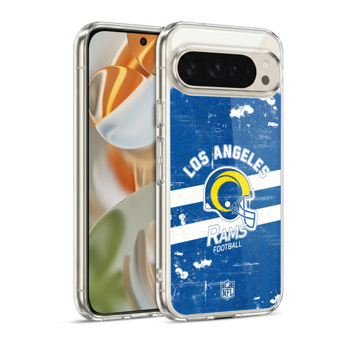 NFL Los Angeles Rams Logo Art Helmet Distressed Look 100th Soft Gel Case for Google Pixel 9 / Pixel 9 Pro