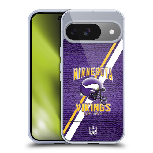 NFL Minnesota Vikings Logo Art Football Stripes Soft Gel Case for Google Pixel 9 / Pixel 9 Pro