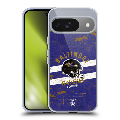 NFL Baltimore Ravens Logo Art Helmet Distressed Soft Gel Case for Google Pixel 9 / Pixel 9 Pro