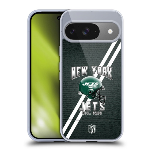 NFL New York Jets Logo Art Football Stripes Soft Gel Case for Google Pixel 9 / Pixel 9 Pro