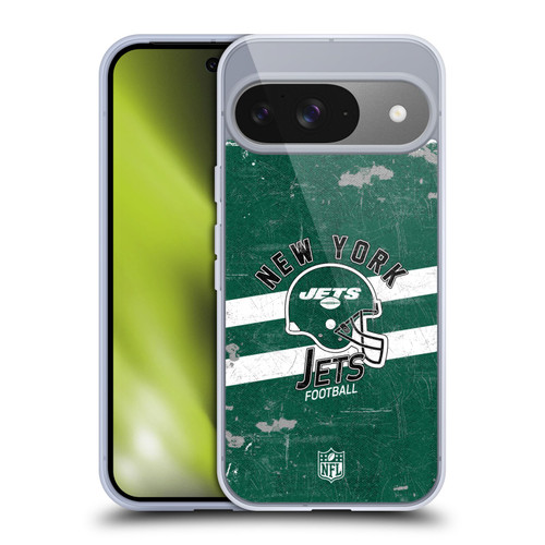 NFL New York Jets Logo Art Helmet Distressed Soft Gel Case for Google Pixel 9 / Pixel 9 Pro