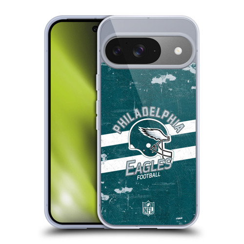 NFL Philadelphia Eagles Logo Art Helmet Distressed Soft Gel Case for Google Pixel 9 / Pixel 9 Pro