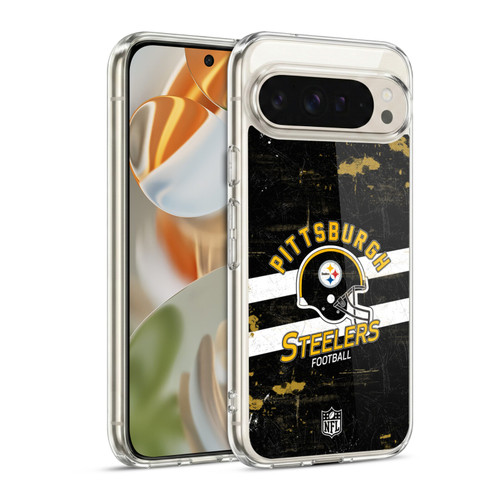NFL Pittsburgh Steelers Logo Art Helmet Distressed Soft Gel Case for Google Pixel 9 / Pixel 9 Pro
