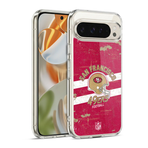 NFL San Francisco 49ers Logo Art Helmet Distressed Soft Gel Case for Google Pixel 9 / Pixel 9 Pro