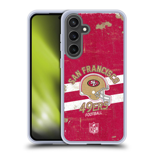 NFL San Francisco 49ers Logo Art Helmet Distressed Soft Gel Case for Samsung Galaxy S24 FE