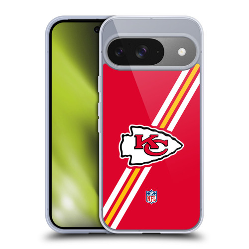 NFL Kansas City Chiefs Logo Stripes Soft Gel Case for Google Pixel 9 / Pixel 9 Pro