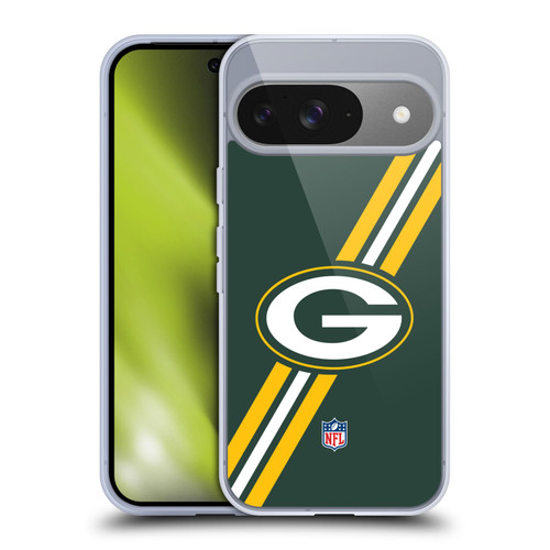 NFL Green Bay Packers Logo Stripes Soft Gel Case for Google Pixel 9 / Pixel 9 Pro