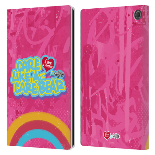 Care Bears Graffiti Collection by Murwalls Rainbow In Pink Leather Book Wallet Case Cover For Amazon Fire Max 11 2023