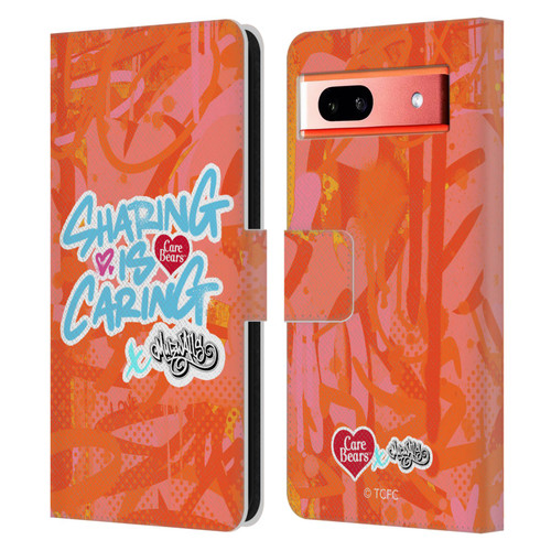 Care Bears Graffiti Collection by Murwalls Sharing Is Caring Leather Book Wallet Case Cover For Google Pixel 7a