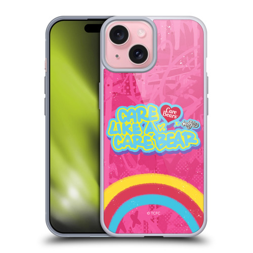 Care Bears Graffiti Collection by Murwalls Rainbow In Pink Soft Gel Case for Apple iPhone 15