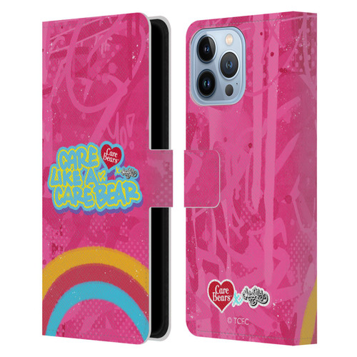 Care Bears Graffiti Collection by Murwalls Rainbow In Pink Leather Book Wallet Case Cover For Apple iPhone 13 Pro Max