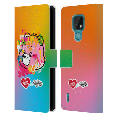 Care Bears Graffiti Collection by Murwalls Gradient Leather Book Wallet Case Cover For Motorola Moto E7