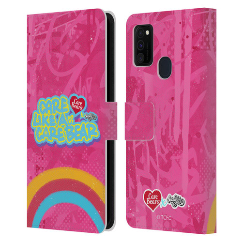 Care Bears Graffiti Collection by Murwalls Rainbow In Pink Leather Book Wallet Case Cover For Samsung Galaxy M30s (2019)/M21 (2020)