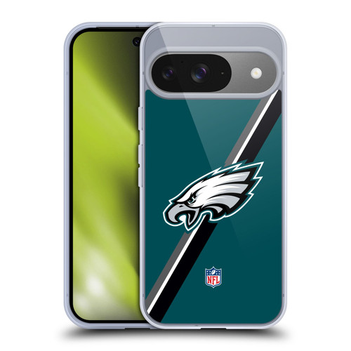 NFL Philadelphia Eagles Logo Stripes Soft Gel Case for Google Pixel 9 / Pixel 9 Pro