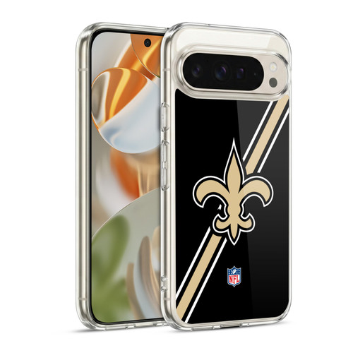 NFL New Orleans Saints Logo Stripes Soft Gel Case for Google Pixel 9 / Pixel 9 Pro