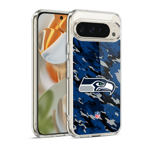 NFL Seattle Seahawks Logo Camou Soft Gel Case for Google Pixel 9 / Pixel 9 Pro