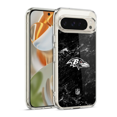 NFL Baltimore Ravens Artwork Marble Soft Gel Case for Google Pixel 9 / Pixel 9 Pro