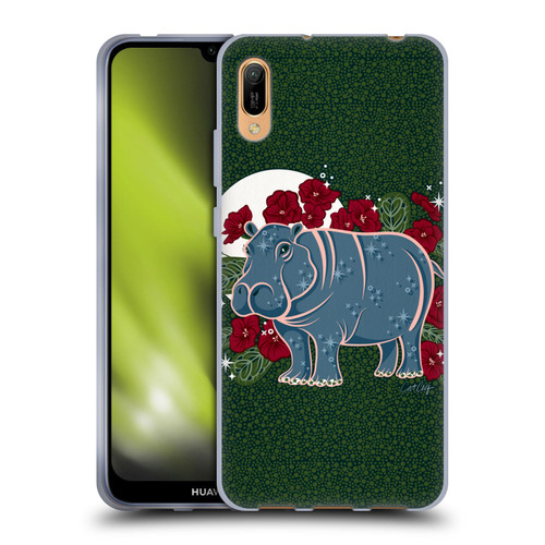 Cat Coquillette Tropical Wildlife Hippo And African Violet Soft Gel Case for Huawei Y6 Pro (2019)