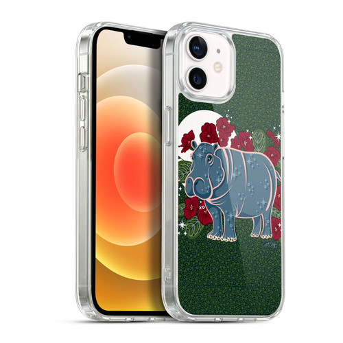 Cat Coquillette Tropical Wildlife Hippo And African Violet Soft Gel Case for Apple iPhone 12 / iPhone 12 Pro & MagSafe