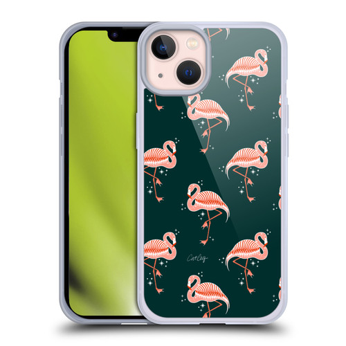 Cat Coquillette Tropical Wildlife Flamingo Sparkles Soft Gel Case for Apple iPhone 13