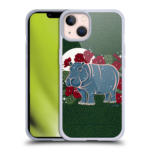 Cat Coquillette Tropical Wildlife Hippo And African Violet Soft Gel Case for Apple iPhone 13
