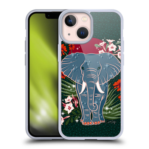 Cat Coquillette Tropical Wildlife Elephant And Aloe Soft Gel Case for Apple iPhone 13 Mini