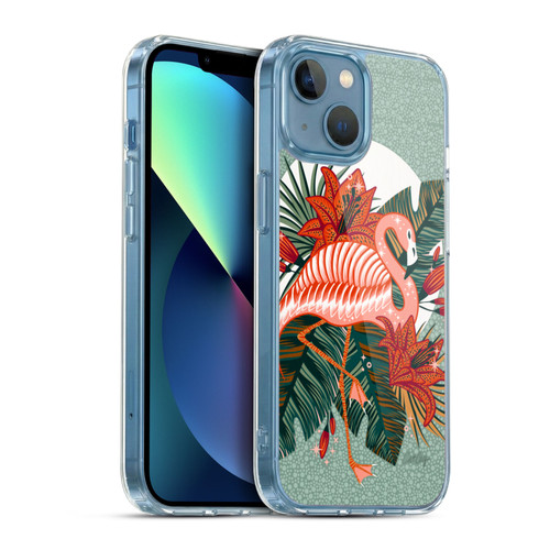 Cat Coquillette Tropical Wildlife Flamingo And Lilies Soft Gel Case for Apple iPhone 13 Mini & MagSafe